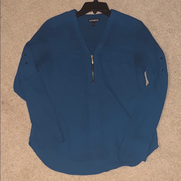 Express Tops - Express Portofino Shirt with Gold Zipper Detail